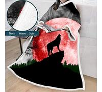 jxjc Coperta 3D Wolf Roar Pattern Coperta Pigra Adulto Bambino Stampa Digitale 3D Velluto di Cotone Coperta Addensata con Maniche Coperta per Divano 127 * 178 Cm B