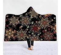 jxjc Coperta con Cappuccio 3D Caleidoscopio Mandala Coperta con Cappuccio Floreale Sherpa Fleece Loto Indossabile Coperta da Lancio Microfibra sul Divano Spessore Caldo 130X150 Cm 10
