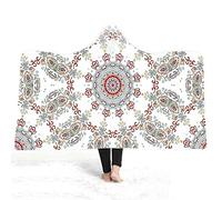 jxjc Coperta con Cappuccio 3D Mandala Coperta con Cappuccio Sherpa in Pile Indossabile Peluche Coperta sul Letto Divano Spesso Caldo 150X200 Cm 8