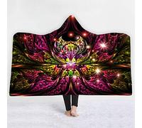 jxjc Coperta con Cappuccio 3D Mandala Pattern Coperta con Cappuccio in Pile Indossabile in Peluche Copriletto Coperta sul Divano Letto Spesso Caldo 130X150 Cm 4