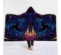 jxjc Coperta con Cappuccio 3D Mandala Pattern Coperta con Cappuccio in Pile Indossabile in Peluche Copriletto sul Divano Letto Spesso Caldo 150X200 Cm 2