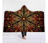 jxjc Coperta con Cappuccio 3D Mandala Pattern Coperta con Cappuccio in Pile Indossabile Peluche Coperta Coperta sul Divano Letto Spesso Caldo 150X200 Cm 1