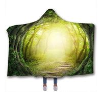 jxjc Coperta Incappucciata del Bambino della Foresta 3D Stampa per Bambini Adulti Lana Inverno Divano Caldo Casa Viaggio Picnic Portando Coperta Indossabile 130X150 Cm Colore Dell'Immagine