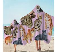 jxjc Cute Cats 3D Asciugamano con Cappuccio Cartoon Asciugamano da Bagno per Bambini Acquerello Pet Bagno Coperta Asciugamano da Bagno Asciugamano da Spiaggia Adulto 150X200 Cm 1 Pz 6