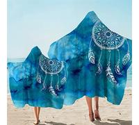 jxjc Dreamcatcher 3D Asciugamano con Cappuccio in Microfibra Boho Telo da Bagno con Cappuccio Calvo Indossabile Coperta da Spiaggia Tovagliolo Blu Bambino 127X152 Cm 1 Pz 6