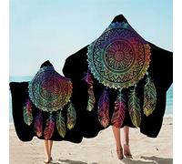 jxjc Dreamcatcher 3D Asciugamano con Cappuccio in Microfibra Boho Telo da Bagno con Cappuccio Calvo Indossabile Coperta da Spiaggia Tovagliolo Blu Adulto 150X200 Cm 1 Pz 10