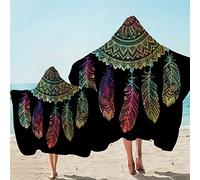 jxjc Dreamcatcher 3D Asciugamano con Cappuccio in Microfibra Boho Telo da Bagno con Cappuccio Calvo Indossabile Coperta da Spiaggia Tovagliolo Blu Adulto 150X200 Cm 1 Pz 9