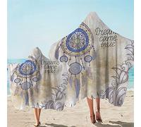 jxjc Dreamcatcher 3D Asciugamano con Cappuccio in Microfibra Boho Telo da Bagno con Cappuccio Calvo Indossabile Coperta da Spiaggia Blu Tovagliolo Bambino 127X152 Cm 1 Pz 3