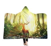 jxjc Fantasy Forest Series Foresta Naturale Stampa 3D Coperta con Cappuccio Adulto Bambini Lana Calda Scuola Casa Picnic Che Porta Coperta Indossabile 150Cmx200Cm 30