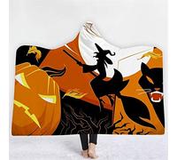 jxjc Halloween Terrore Boho Mandala Coperta con Cappuccio in Pile Floreale Loto Indossabile Coperta Coperta Microfibra sul Divano Spesso Caldo 130X150 Cm 8