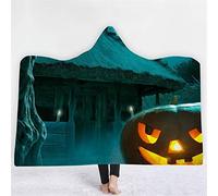jxjc Halloween Terrore Boho Mandala Coperta con Cappuccio in Pile Floreale Loto Indossabile Coperta Coperta Microfibra sul Divano Spesso Caldo 130X150 Cm 6