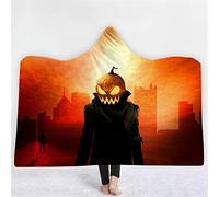 jxjc Halloween Terrore Boho Mandala Coperta con Cappuccio in Pile Floreale Loto Indossabile Coperta Coperta Microfibra sul Divano Spesso Caldo 130X150 Cm 3