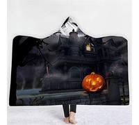 jxjc Halloween Terrore Boho Mandala Coperta con Cappuccio Pile Floreale Loto Indossabile Coperta da Lancio Microfibra sul Divano Spessore Caldo 150X200 Cm 4