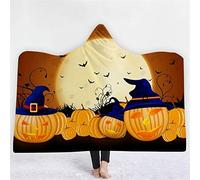 jxjc Halloween Terrore Boho Mandala Coperta con Cappuccio Pile Floreale Loto Indossabile Coperta da Lancio Microfibra sul Divano Spessore Caldo 130X150 Cm 1