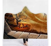 jxjc Halloween Terrore Boho Mandala Coperta con Cappuccio Pile Floreale Loto Indossabile Coperta da Lancio Microfibra sul Divano Spessore Caldo 150X200 Cm 19