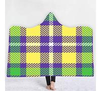 jxjc Linee Colorate 3D Coperta con Cappuccio in Pile Blu Oceano Indossabile Peluche Coperta sul Letto Divano Spesso Caldo 130X150 Cm 27