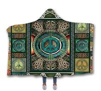 jxjc Mandala Fai-da-Te Coperta con Cappuccio Coperta in Pile Coperta E Copriletto Coperte per Letti Doppio Strato in Velluto Arazzo Psichedelico Indossabile 150X200 Cm Colore Immagine