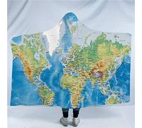 jxjc Mappa del Mondo 3D Coperta con Cappuccio Mandala Fiori Pile Coperta Indossabile Buona Atmosfera Boho Colorato Coperta da Lancio Flanella 127Hx152W A