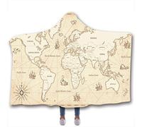 jxjc Mappa del Mondo Stampa 3D Coperta con Cappuccio in Pile Coperte E Copriletto in Pile Coperte per Letti Coperta Morbida Indossabile in Velluto A Doppio Strato 130X150 Cm Colore Immagine