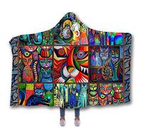 jxjc Pet Cat 3D Stampa Bambino Coperta con Cappuccio Coperta in Pile E Getta Coperte per Letti Coperta Morbida Indossabile in Velluto A Doppio Strato 130X150Cm Colore Dell'Immagine