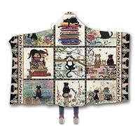 jxjc Pet Cat 3D Stampa Bambino Coperta con Cappuccio Coperta in Pile E Getta Coperte per Letti Coperta Morbida Indossabile in Velluto A Doppio Strato 150X200Cm Colore Dell'Immagine