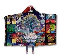 jxjc Pianta Fiore 3D Stampa Bambino con Cappuccio Coperta in Pile Getta per Letti Coperte Doppio Strato in Velluto Coperta Indossabile Psichedelico Arazzo 150X200 Cm Colore Dell'Immagine