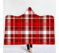 jxjc Plaid Pattern 3D Stampa Digitale con Cappuccio Coperta in Pile Indossabile Peluche Coperta Coperta sul Divano Letto Spesso Caldo 150X200 Cm 20