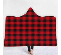 jxjc Plaid Pattern 3D Stampa Digitale con Cappuccio Coperta in Pile Indossabile Peluche Coperta Coperta sul Divano Letto Spesso Caldo 150X200 Cm 12