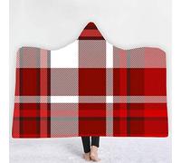 jxjc Plaid Pattern 3D Stampa Digitale con Cappuccio Coperta in Pile Indossabile Peluche Coperta sul Letto Divano Spesso Caldo 130X150 Cm 22