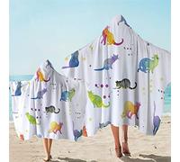 jxjc Simpatici Gatti 3D Asciugamano con Cappuccio Cartoon Asciugamano da Bagno per Bambini Acquerello Pet Bagno Coperta Tovagliolo Animale Asciugamano da Spiaggia Bambino 127X152 Cm 1 Pz 4