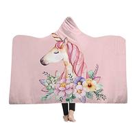 jxjc Unicorn Dream 3D Print Bambino Felpa con Cappuccio Coperta Coperta con Cappuccio in Pile Corallo Inverno Caldo Viaggio Aeroplano Divano Letto Picnic Tiro Coperta Bambini 150X200Cm 1