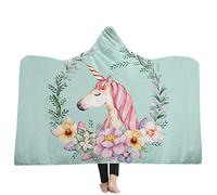 jxjc Unicorn Dream 3D Print Bambino Felpa con Cappuccio Coperta Coperta con Cappuccio in Pile Corallo Inverno Caldo Viaggio Aeroplano Divano Letto Picnic Tiro Coperta Bambini 150X200 Cm 10