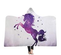 jxjc Unicorn Dream 3D Stampa Bambino Felpa con Cappuccio Coperta Coperta con Cappuccio in Pile Corallo Inverno Caldo Viaggio Aeroplano Divano Letto Picnic Tiro Coperta Bambini 150X200 Cm 4