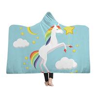 jxjc Unicorn Dream 3D Stampa Bambino Felpa con Cappuccio Coperta Coperta con Cappuccio in Pile Corallo Inverno Caldo Viaggio Aeroplano Divano Letto Picnic Tiro Coperta Bambini 150X200 Cm 2