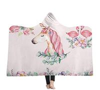 jxjc Unicorn Dream 3D Stampa Bambino Felpa con Cappuccio Coperta Coperta con Cappuccio in Pile Corallo Inverno Caldo Viaggio Aeroplano Divano Letto Picnic Tiro Coperta Bambini 130X150 Cm 11