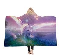 jxjc Unicorn Dream 3D Stampa Bambino Felpa con Cappuccio Coperta Coperta con Cappuccio in Pile Corallo Inverno Caldo Viaggio Aeroplano Divano Letto Picnic Coperta da Tiro Bambini 150X200 Cm 35