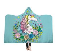 jxjc Unicorn Dream 3D Stampa Bambino Felpa con Cappuccio Coperta Coperta con Cappuccio in Pile Corallo Inverno Caldo Viaggio Aeroplano Divano Letto Picnic Tiro Coperta Bambini 150X200 Cm 12