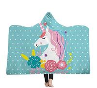jxjc Unicorn Dream 3D Stampa Bambino Felpa con Cappuccio Coperta Coperta con Cappuccio in Pile Corallo Inverno Caldo Viaggio Aeroplano Divano Letto Picnic Coperta da Tiro Bambini 150X200 Cm 9