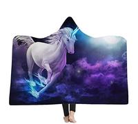 jxjc Unicorn Dream 3D Stampa Bambino Felpa con Cappuccio Coperta Coperta con Cappuccio in Pile Corallo Inverno Caldo Viaggio Aeroplano Divano Letto Picnic Tiro Coperta Bambini 150X200 Cm 36