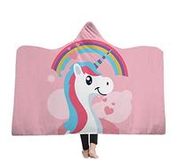 jxjc Unicorn Dream 3D Stampa Bambino Felpa con Cappuccio Coperta Coperta con Cappuccio in Pile Corallo Inverno Caldo Viaggio Aeroplano Divano Letto Picnic Tiro Coperta Bambini 150X200 Cm 5