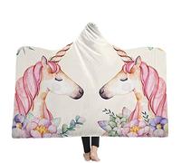 jxjc Unicorn Dream 3D Stampa Bambino Felpa con Cappuccio Coperta Coperta con Cappuccio in Pile Corallo Inverno Caldo Viaggio Aeroplano Divano Letto Picnic Tiro Coperta Bambini 150X200Cm 8