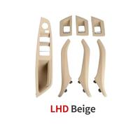 JXMFKBB Maniglie for porte interne in pelle for auto lato sinistro destro e sinistro 7 pezzi Set completo/adatto for BMW Serie 5 F10 F11 51417225866(LHD Beige)