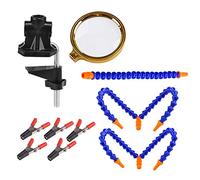 Jxngery Multifunzione 3 Fori 5 Bracci Clip Regolabile Piattaforma di Saldatura Semplice Lente d'ingrandimento 5X (opzionale) Saldatura PCB Riparazione Circuito di Saldatura Fai da