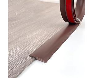 JXNVHJ 1M * 3.5cm Profilo di Transizione in PVC Autoadesiva, Strisce di Transizione per Dislivello di 3-5mm, Striscia di Soglia per Pavimenti Parquet Laminato(Coffee)