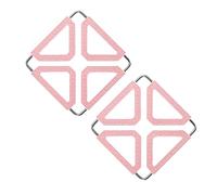 JXPXJMY 2 Pezzi Set di Sottopentole in Silicone con Telaio Pieghevole in Acciaio Inox, Cuscinetti Isolanti Termoresistenti per Pentole Tazze Piatti e Ciotole (Rosa)