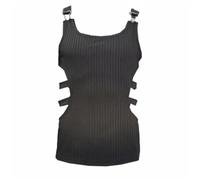 JXQXHCFS Canottiere da uomo in maglia da uomo senza maniche gilet fit crop top cava magliette, Bk001, L