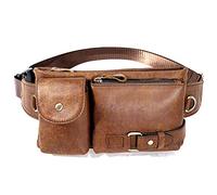 Jxth Marsupio da Donna in Vera Pelle, Marsupio a Tracolla per Sport, Escursionismo, Viaggi, Arrampicata, Regolabile, Leggero Marrone