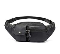 Jxth Marsupio da Donna in Vera Pelle, Marsupio a Tracolla per Sport, Escursionismo, Viaggi, Arrampicata, Regolabile, Leggero Nero