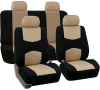 JXTTJ Auto Set Coprisedili per VW New Beetle Cabrio (1Y7) 2002-2010, Traspirante Antiscivolo Anteriore Posteriore Set Completo Sedile Protezione Interni Accessori,C-Beige