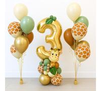 Jxuzh 3. Set di decorazioni per compleanno della giungla, per bambini, 3 anni, decorazione per il compleanno dei bambini, 3° compleanno, per l'asilo, safari, decorazione di compleanno, 30 pezzi